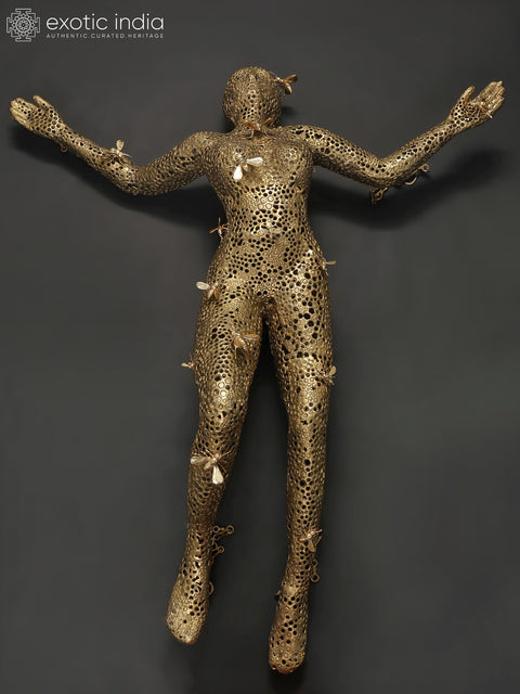 65" Brass Idol Of Flying Lady Figure For Roof