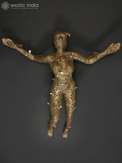 65" Brass Idol Of Flying Lady Figure For Roof