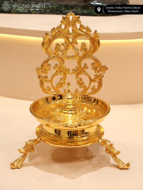 12" Designer Lamp with Stand | Brass with Superfine 24 Karat Gold Plating