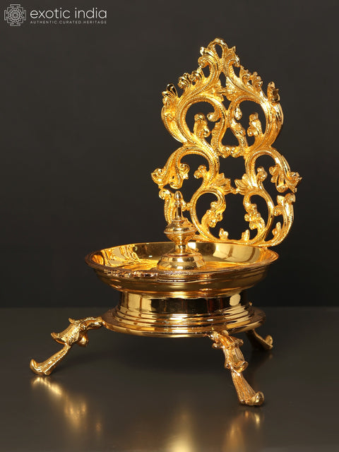 12" Designer Lamp with Stand | Brass with Superfine 24 Karat Gold Plating