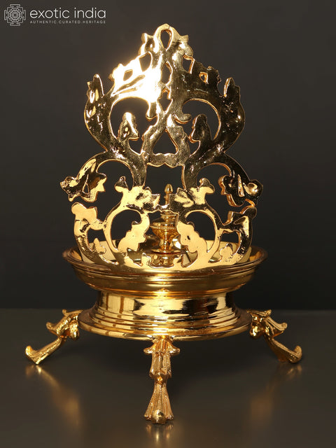12" Designer Lamp with Stand | Brass with Superfine 24 Karat Gold Plating