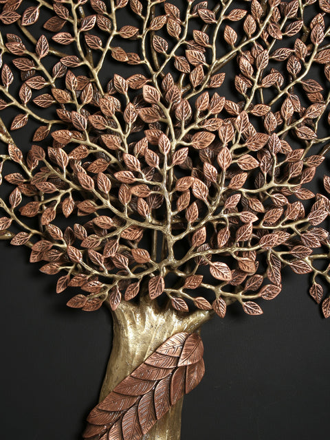 46" Wall Mounted Large Tree of Life with Chirping Birds | Brass with 24 Karat Rose Gold Plating