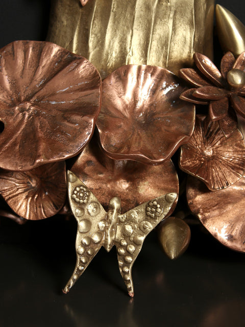 46" Wall Mounted Large Tree of Life with Chirping Birds | Brass with 24 Karat Rose Gold Plating