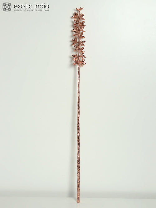 33" Large Decorative Brass Flowers Stick with 24 Karat Rose Gold Plating