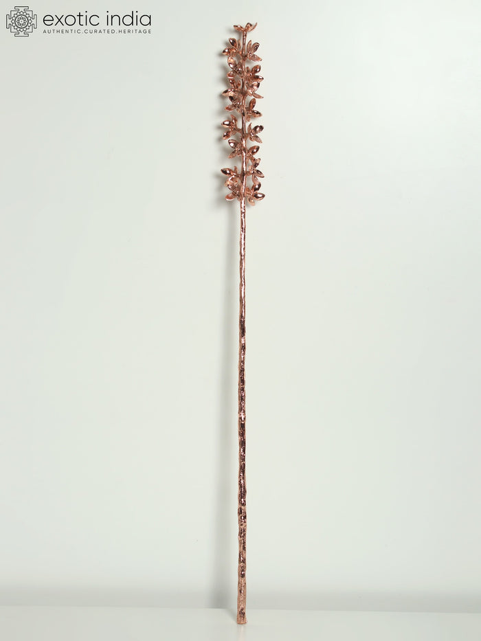 33" Large Decorative Flowers Stick | Brass with 24 Karat Rose Gold Plating