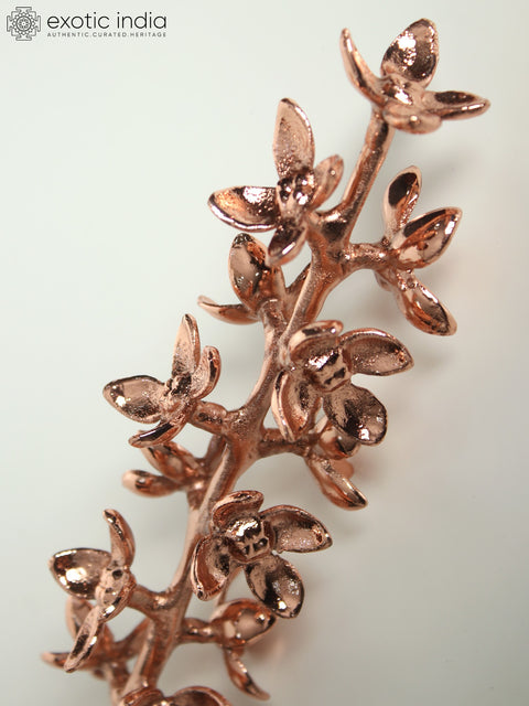 33" Large Decorative Flowers Stick | Brass with 24 Karat Rose Gold Plating
