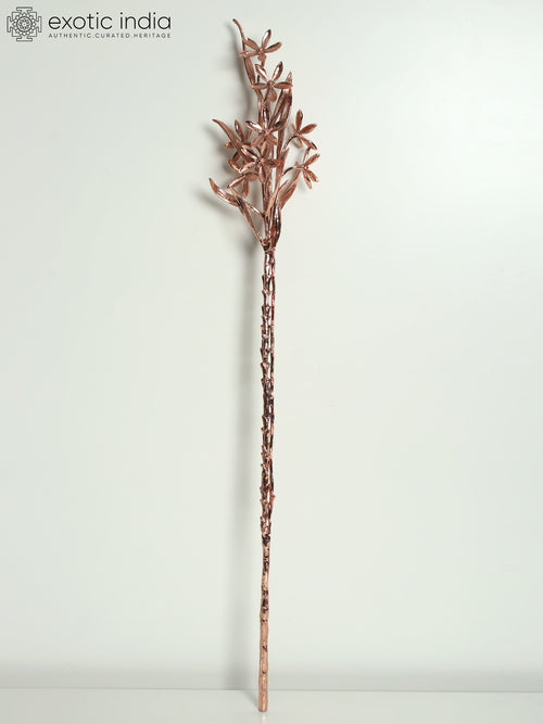 37" Large Brass Lily Flowers Stick with Rose Gold Plating
