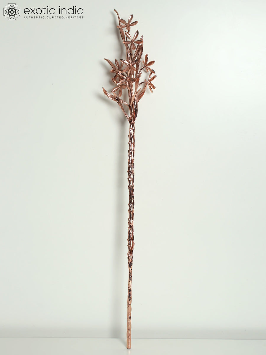 37" Large Brass Lily Flowers Stick with Rose Gold Plating