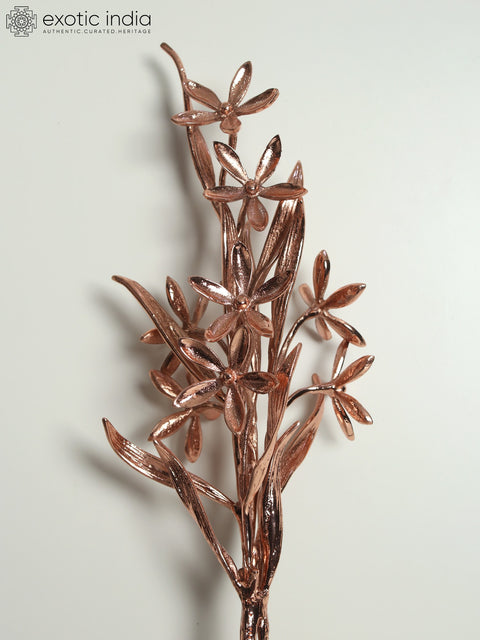 37" Large Decorative Lily Flowers Stick | Brass with 24 Karat Rose Gold Plating