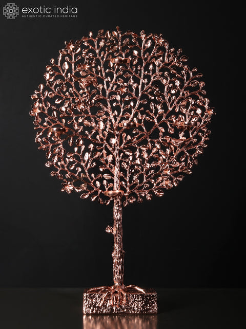 24" Tree of Life with Candle Holders | Brass with 24 Karat Rose Gold Plating