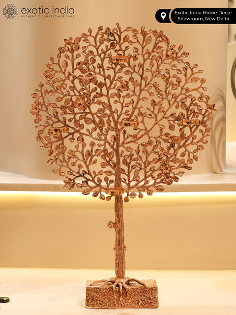 24" Tree of Life with Candle Holders | Brass with 24 Karat Rose Gold Plating
