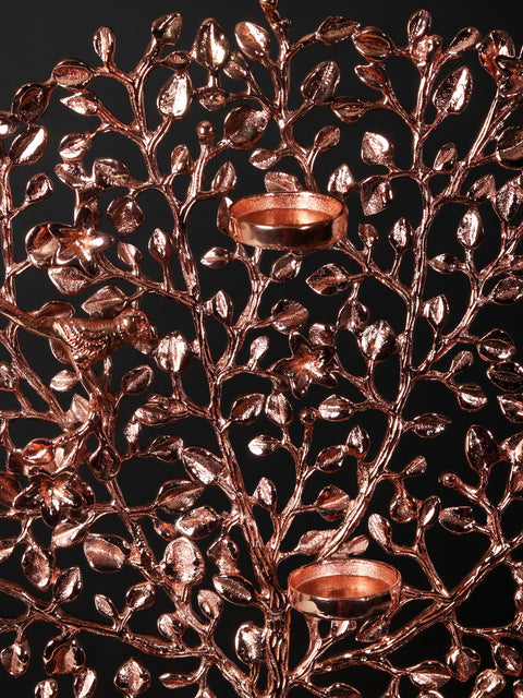 24" Tree of Life with Candle Holders | Brass with 24 Karat Rose Gold Plating