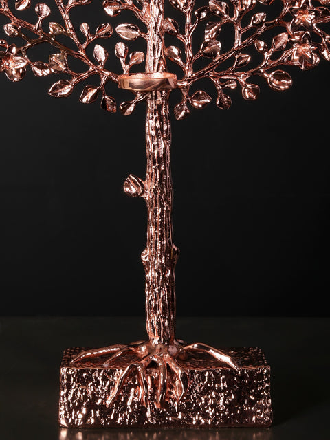 24" Tree of Life with Candle Holders | Brass with 24 Karat Rose Gold Plating