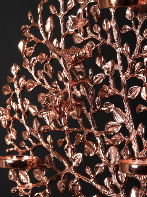 24" Tree of Life with Candle Holders | Brass with 24 Karat Rose Gold Plating
