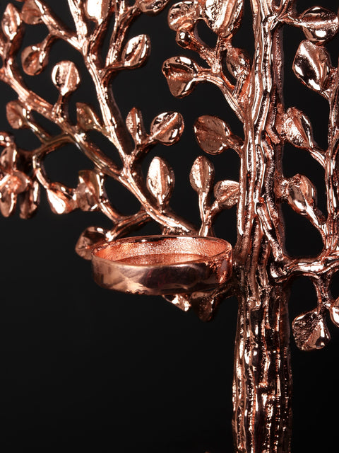 24" Tree of Life with Candle Holders | Brass with 24 Karat Rose Gold Plating