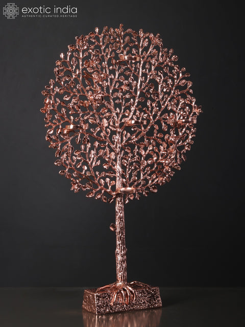 24" Tree of Life with Candle Holders | Brass with 24 Karat Rose Gold Plating