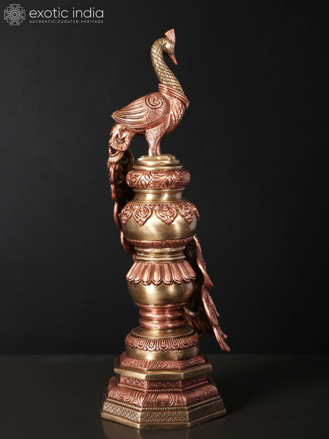 19" Beautiful Decorative Peacock | Brass with 24 Karat Rose Gold Plating