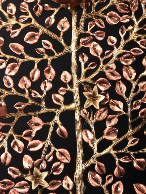 19" Tree of Life with Tealight Candle Holders | Brass with 24 Karat Rose Gold Plating