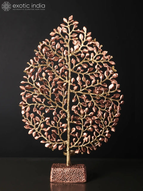 19" Tree of Life with Tealight Candle Holders | Brass with 24 Karat Rose Gold Plating