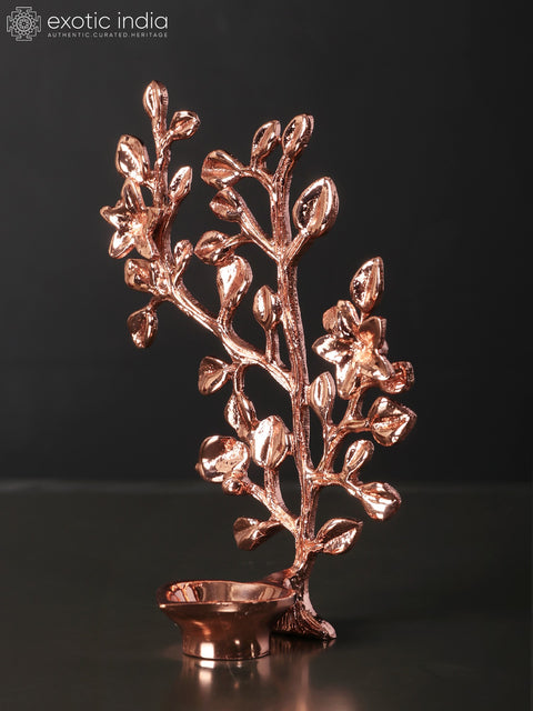 6" Small Tree with Lamp | Brass with 24 Karat Rose Gold Plating