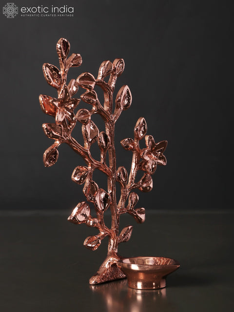 6" Small Tree with Lamp | Brass with 24 Karat Rose Gold Plating