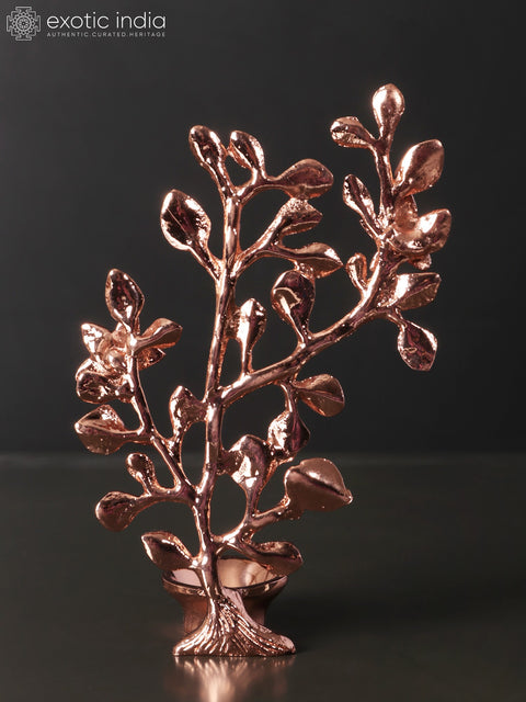 6" Small Tree with Lamp | Brass with 24 Karat Rose Gold Plating