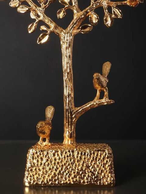 16" Beautiful Tree of Life with Perched Birds | Brass with Superfine 24 Karat Gold Plating