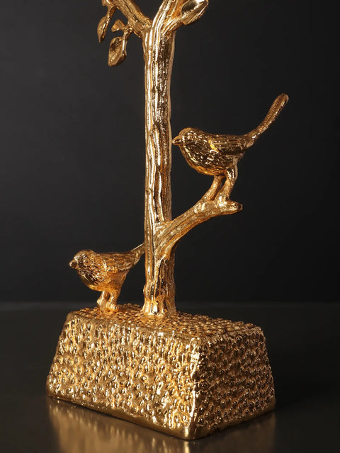 16" Beautiful Tree of Life with Perched Birds | Brass with Superfine 24 Karat Gold Plating
