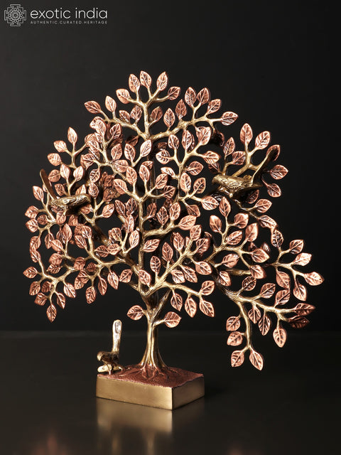 12" Tree of Life with Birds | Brass with 24 Karat Rose Gold Plating