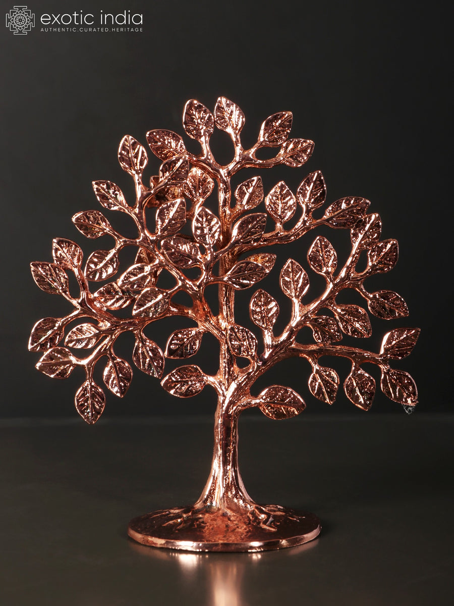 7" Tree of Life Brass Statue with Rose Gold Plating