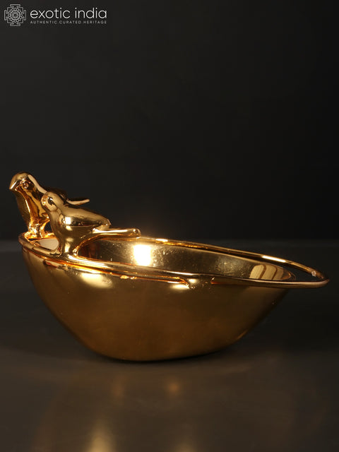 6" Small Birds Bowl | Brass with Superfine 24 Karat Gold Plating