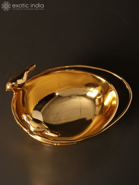 6" Small Birds Bowl | Brass with Superfine 24 Karat Gold Plating