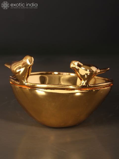6" Small Birds Bowl | Brass with Superfine 24 Karat Gold Plating