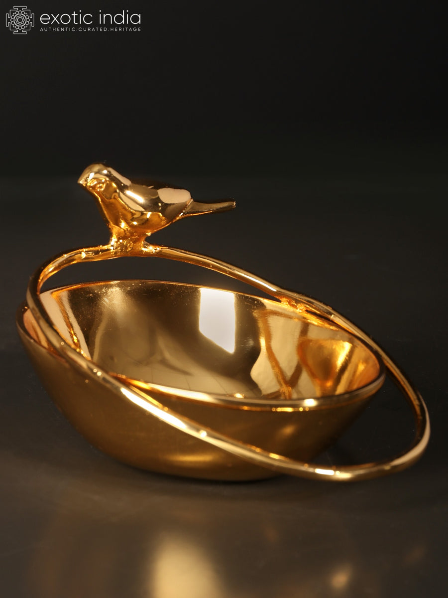 5" Brass Bird Bowl with 24K Gold Plating