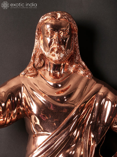 19" Superfine Jesus Christ Wall Hanging Statue | Brass with 24 Karat Rose Gold Plating