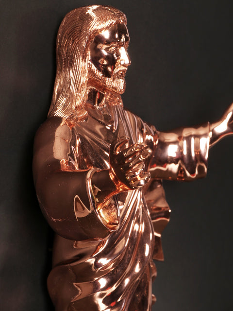 19" Superfine Jesus Christ Wall Hanging Statue | Brass with 24 Karat Rose Gold Plating