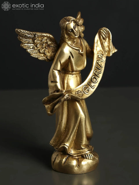 6" Small Gloria Angel Brass Statue