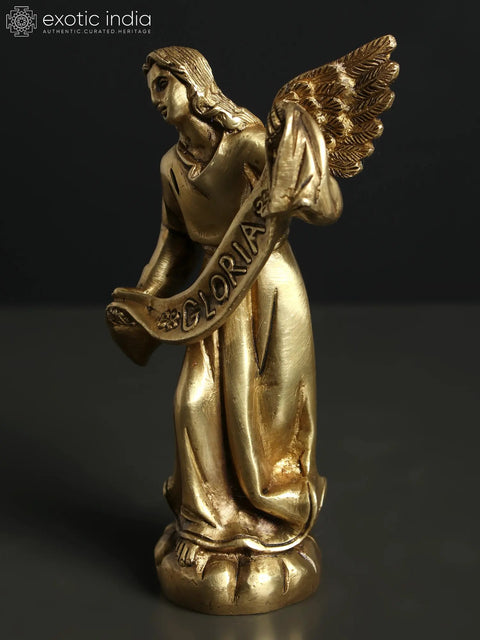6" Small Gloria Angel Brass Statue