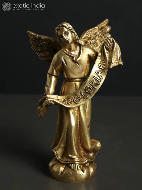 6" Small Gloria Angel Handmade Brass Statue