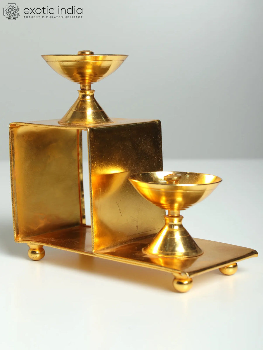 Multi-Step Staircase Brass Lamp Stand
