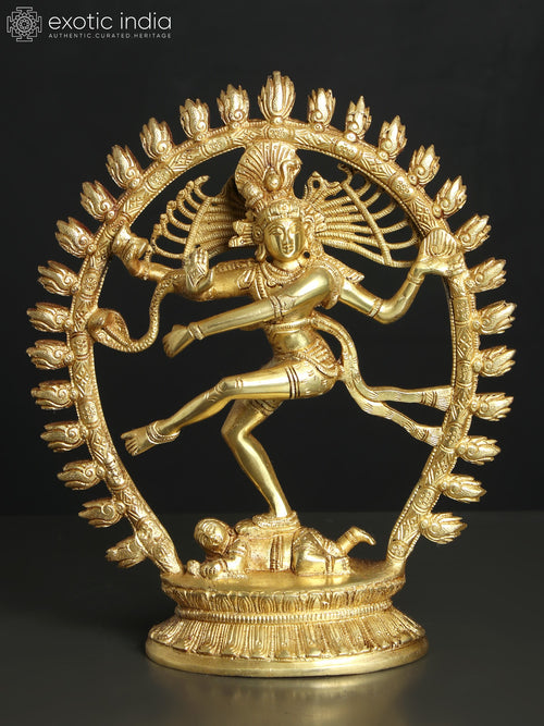11" Nataraja Dancing Shiva Brass Statue for Home Decor