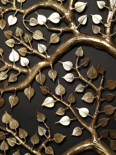 80" Super Large Cow and Calf Under the Kalpavriksha Tree with Flowers and Buds | Set of Four | Wall Decor