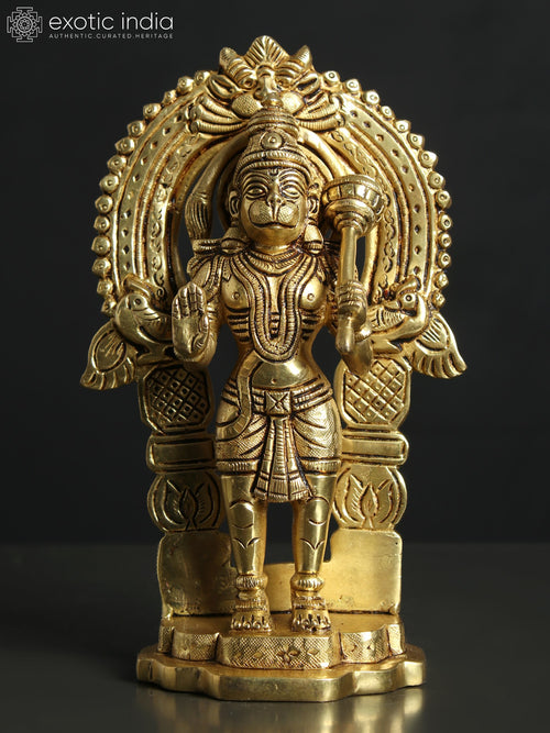 8" Hanuman Brass Temple Statue for Pooja