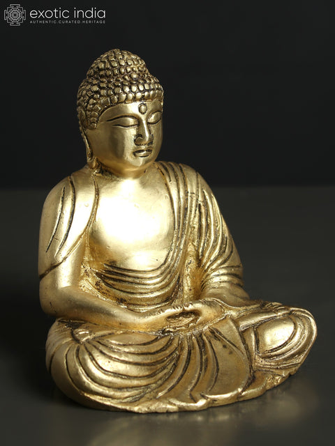 4" Small Japanese Amida Buddha | Brass Statue