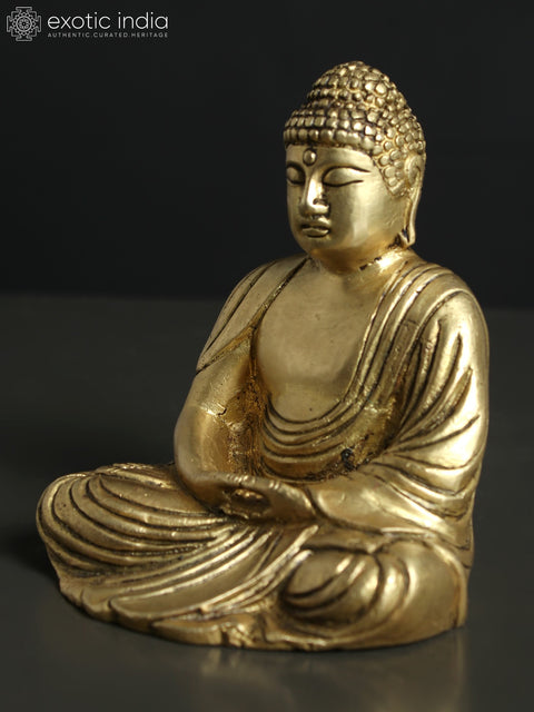 4" Small Japanese Amida Buddha | Brass Statue