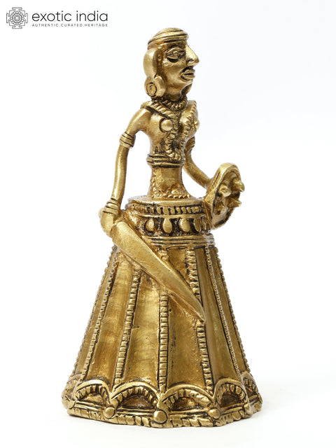 5" Small Brass Tribal Warrior with Bell/Ghanti