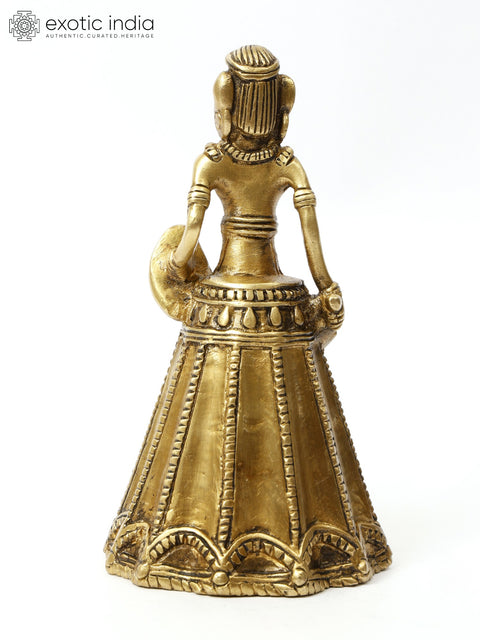 5" Small Brass Tribal Warrior with Bell/Ghanti