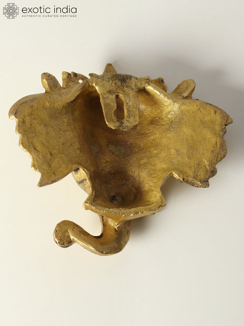 5" Small Ganesha Face Wall Hanging Statue in Brass