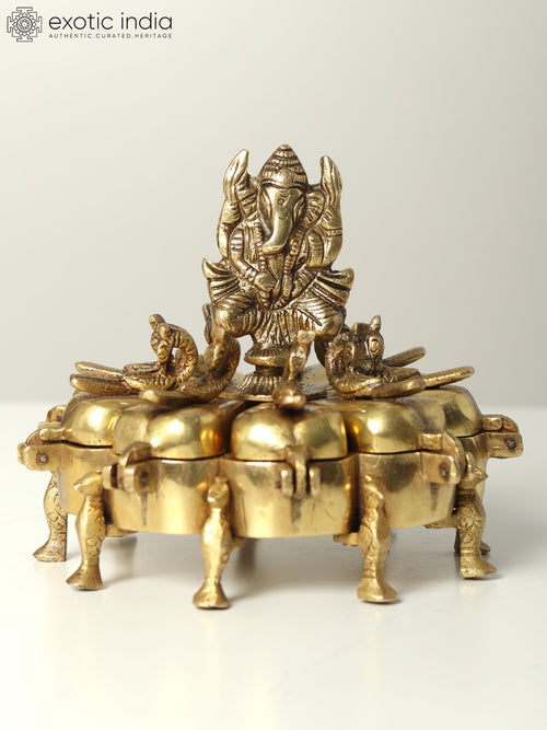 5" Brass Ganesha Puja Box Handmade