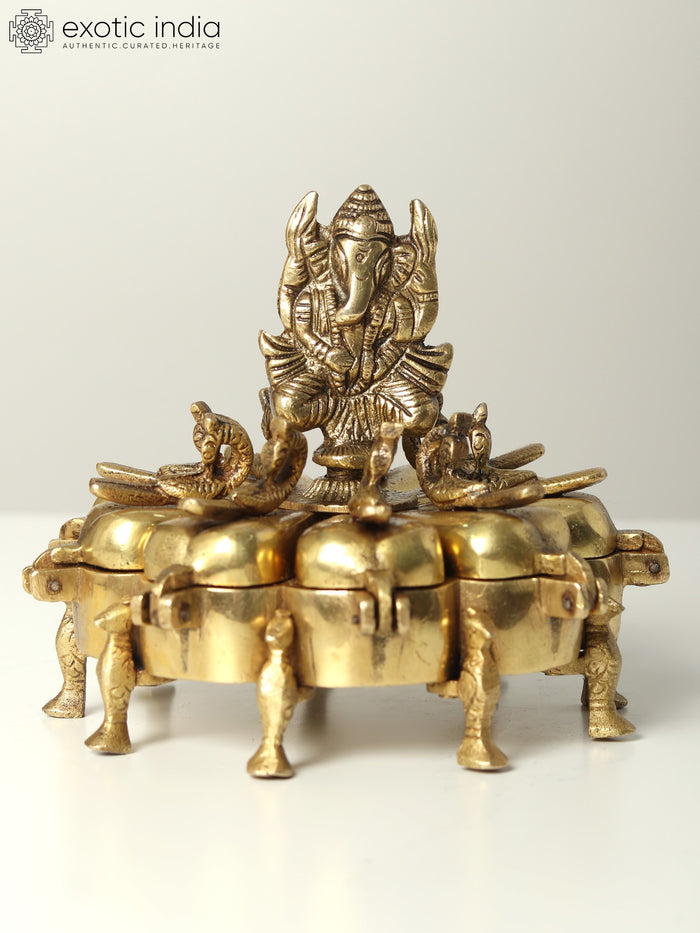 5" Brass Ganesha Puja Box Handmade